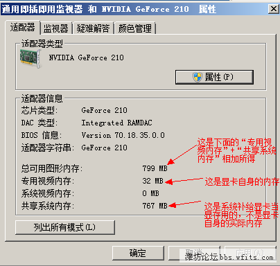 这是在win7下检查出的显卡内存